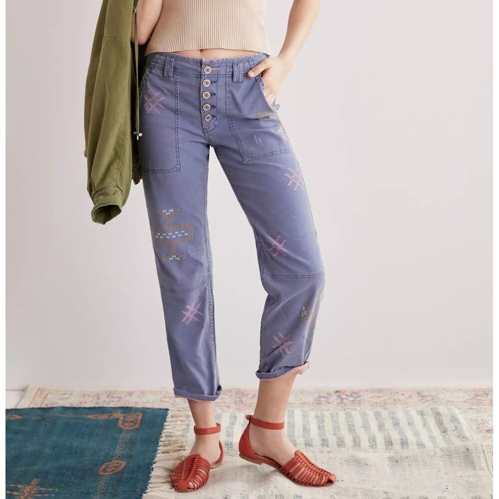 Anthropologie Pilcro The Wanderer Cross-Stitched Pants